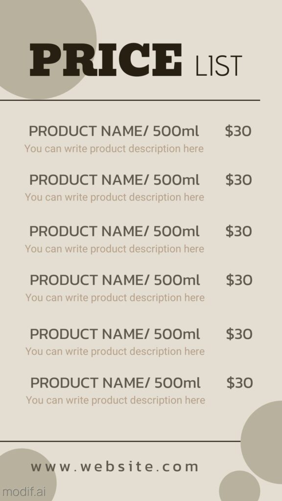 instagram-story-price-list-template