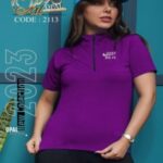 تیشرت نیم زیپ ورزشی زنانه - بنفش