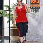 ست تاپ شلوارک ورزشی سایزبزرگ - red