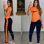 ست تیشرت شلوار ورزشی نایک زنانه سایز بزرگ - orange