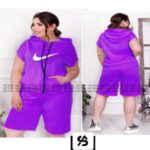 ست زنانه شلوارک و تیشرت آستین کوتاه کلاهدار - %d8%a8%d9%86%d9%81%d8%b4