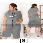 ست زنانه شلوارک و تیشرت آستین کوتاه کلاهدار - %d8%b7%d9%88%d8%b3%db%8c