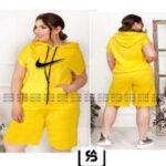 ست زنانه شلوارک و تیشرت آستین کوتاه کلاهدار - %d8%b2%d8%b1%d8%af