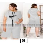 ست زنانه شلوارک و تیشرت آستین کوتاه کلاهدار - %d8%b3%d9%81%db%8c%d8%af