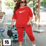  ست تیشرت آستین سه ربع و شلوارک - red