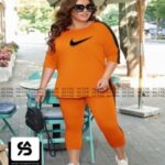  ست تیشرت آستین سه ربع و شلوارک - orange