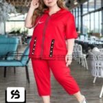ست شلوارک و سویشرت آستین کوتاه - red