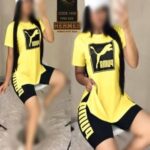 ست تیشرت لانگ و شورتک ورزشی زنانه - %d8%b2%d8%b1%d8%af
