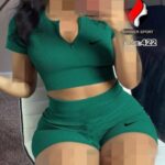 ست شلوارک و کراپ زیپدار - green