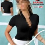 نیم تنه کراپ تک  زنانه جلوزیپدار - مشکی