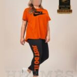 ست تیشرت شلوار ورزشی نایک زنانه سایز بزرگ - orange