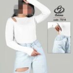 بادی آستین بلند کبریتی یقه اشکی  - %d8%b3%d9%81%db%8c%d8%af