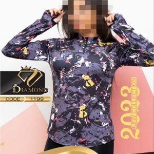 بلوز فینگری چاپی نیم زیپ