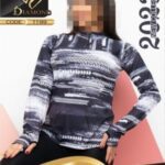 بلوز فینگری چاپی نیم زیپ - 1199-6