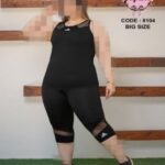 ست تاپ شلوارک ورزشی توری زنانه سایز بزرگ - 8104