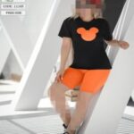 تیشرت شلوارک زنانه میکی موس  - orange