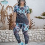 ست تیشرت و شلوار ورزشی طرح دار زنانه - 3809-3