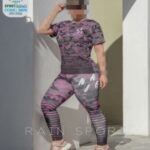 ست تیشرت و شلوار ورزشی طرح دار زنانه - 3809-5
