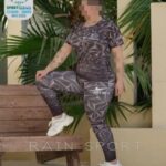 ست تیشرت و شلوار ورزشی طرح دار زنانه - 3809-4