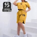 ست کراپ شلوارک ورزشی زنانهY3 - %d8%b2%d8%b1%d8%af