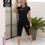 ست تاپ وشلوارک توردار ورزشی - 017