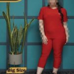 ست تیشرت شلوار ورزشی زنانه سایزبزرگ - red
