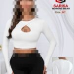 نیم تنه کراپ آستین فینگر دار زنانه - %d8%b3%d9%81%db%8c%d8%af