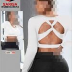 نیمتنه کراپ آستین دار زنانه - %d8%b3%d9%81%db%8c%d8%af