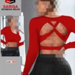 نیمتنه کراپ آستین دار زنانه - red
