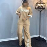 ست تیشرت شلوار بگ پاریس زنانه - %da%a9%d8%b1%d9%85