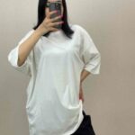 تیشرت لانگ ساده قواره دار زنانه - %d8%b3%d9%81%db%8c%d8%af