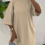تیشرت لانگ ساده قواره دار زنانه - %da%a9%d8%b1%d9%85