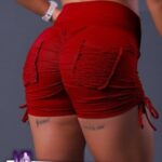 شورتک گتدار پشت چیندار جیب‌ چیندار زنانه - red