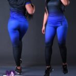 ست تیشرت و لگ کمر پهن ورزشی زنانه - blue