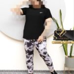 ست تیشرت و شلوار طرحدار ورزشی زنانه سایزبزرگ - 1