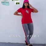 تیشرت شلوار ورزشی ملانژ پنبه دخترانه زنانه - red