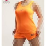 ست تاپ شورتک ورزشی زنانه دخترانه نایک - orange - l