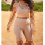 ست نیم تنه شلوارک کمر گنی ورزشی زنانه - %da%a9%d8%b1%d9%85 - l