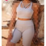 ست نیم تنه شلوارک کمر گنی ورزشی زنانه - %d8%b3%d9%81%db%8c%d8%af - l