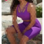 ست نیم تنه شلوارک کمر گنی ورزشی زنانه - %d8%a8%d9%86%d9%81%d8%b4 - l