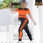 ست ورزشی تیشرت شلوار زنانه - orange