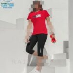 تیشرت شلوارک نخ پنبه ورزشی زنانه - red