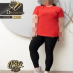 ست تیشرت و شلوار کمر گنی ورزشی زنانه سایز بزرگ - red