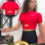 نیم تنه نیم زیپ ورزشی زنانه آستین کوتاه - red