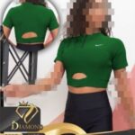 نیم تنه نیم زیپ ورزشی زنانه آستین کوتاه - green