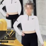 نیم تنه کراپ نیم زیپ آستین فینگری ورزشی  - %d8%b3%d9%81%db%8c%d8%af