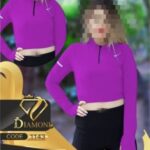 نیم تنه کراپ نیم زیپ آستین فینگری ورزشی  - %d8%a8%d9%86%d9%81%d8%b4