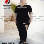 ست تیشرت شلوار ورزشی تور کره ای سایزبزرگ زنانه - 1