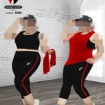 ست نیم تنه شلوار کاور ورزشی زنانه سایزبزرگ - red