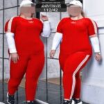 ست تیشرت شلوار ورزشی زنانه سایزبزرگ adidas - red
